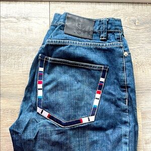 Sean John VINTAGE Classic Denim Dark Wash Baggy Wide Leg Jeans, Men’s Size 34